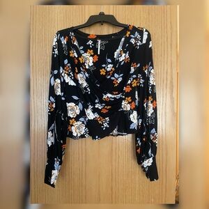 Free People cropped floral blouse